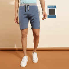 Force NXT Super Combed Cotton Mens Pack of 2 Solid Shorts