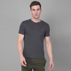 Force NXT Super Combed Cotton Mens Henley Solid T-Shirt
