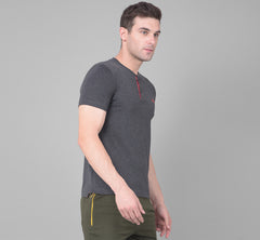 Force NXT Super Combed Cotton Mens Henley Solid T-Shirt