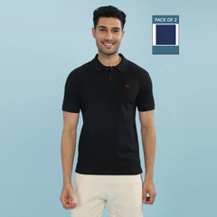 Force NXT Super Combed Cotton Mens Pack Of 2 Collared Polo Solid T-Shirt