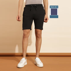 Force NXT Super Combed Cotton Mens Pack of 2 Solid Shorts