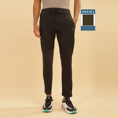 Force NXT Super Combed Cotton Mens Pack of 2 Solid Track Pant