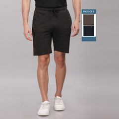 Force NXT Super Combed Cotton Mens Pack of 3 Solid Shorts