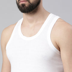 Super Combed Cotton Mens Pack Of 4 White Vest