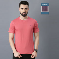 Force NXT Super Combed Cotton Mens Round Neck Pack of 2 Solid T-Shirt