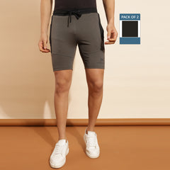 Force NXT Super Combed Cotton Mens Pack of 2 Solid Shorts