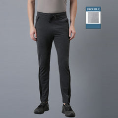 Force NXT Super Combed Cotton Mens Pack of 2 Solid Track Pant