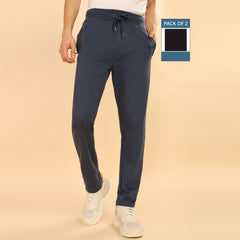 Force NXT Super Combed Cotton Mens Pack of 2 Solid Track Pant