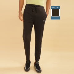 Force NXT Super Combed Cotton Mens Pack of 2 Solid Track Pant