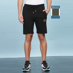 Force NXT Super Combed Cotton Mens Pack of 2 Solid Shorts