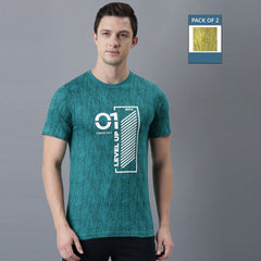 Force NXT Super Combed Cotton Mens Round Neck Pack of 2 Printed T-Shirt
