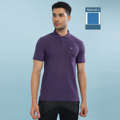Force NXT Super Combed Cotton Mens Pack Of 2 Collared Polo Solid T-Shirt