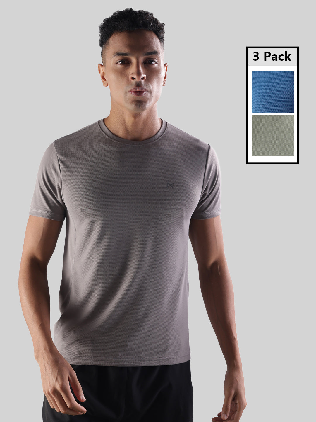 Anti Viral Anti Odour Cool Mens Round Neck Pack Of 3 Sports Printed T-Shirt