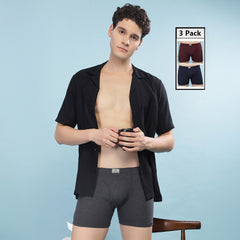 Super Combed Cotton Soft  Mens Pack of 3 Solid Trunk
