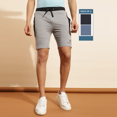 Force NXT Super Combed Cotton Mens Pack of 3 Solid Shorts