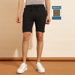 Force NXT Super Combed Cotton Mens Pack of 2 Solid Shorts