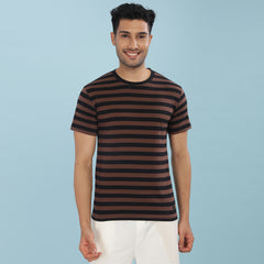 Force NXT Super Combed Cotton Mens Round Neck Striped T-Shirt