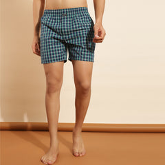 Force NXT Super Combed Cotton Mens Checks Boxer Shorts