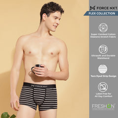 Super Combed Cotton Four Way Stretch Mens Pack of 3 Striped Trunk