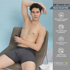 Super Combed Cotton Soft Rib Mens Pack of 3 Solid Trunk
