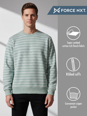 Force NXT Men's Combed Cotton Full Sleeves Striped Sweatshirt