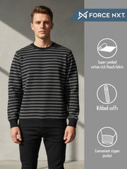 Force NXT Men's Combed Cotton Full Sleeves Striped Sweatshirt