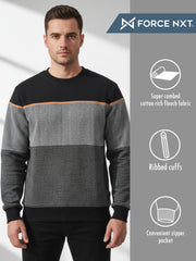 Force NXT Men's Combed Cotton Full Sleeves Colorblock Sweatshirt