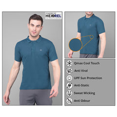 Anti Viral Anti Odour Cool Mens Collared Polo Sports Solid T-Shirt