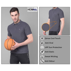 Anti Viral Anti Odour Cool Mens Collared Polo Sports Solid T-Shirt