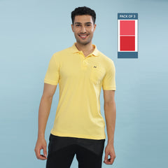 Force NXT Super Combed Cotton Mens Pack Of 3 Collared Polo Solid T-Shirt
