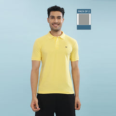 Force NXT Super Combed Cotton Mens Pack Of 2 Collared Polo Solid T-Shirt