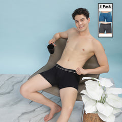 Super Combed Cotton Soft Rib Mens Pack of 3 Solid Trunk