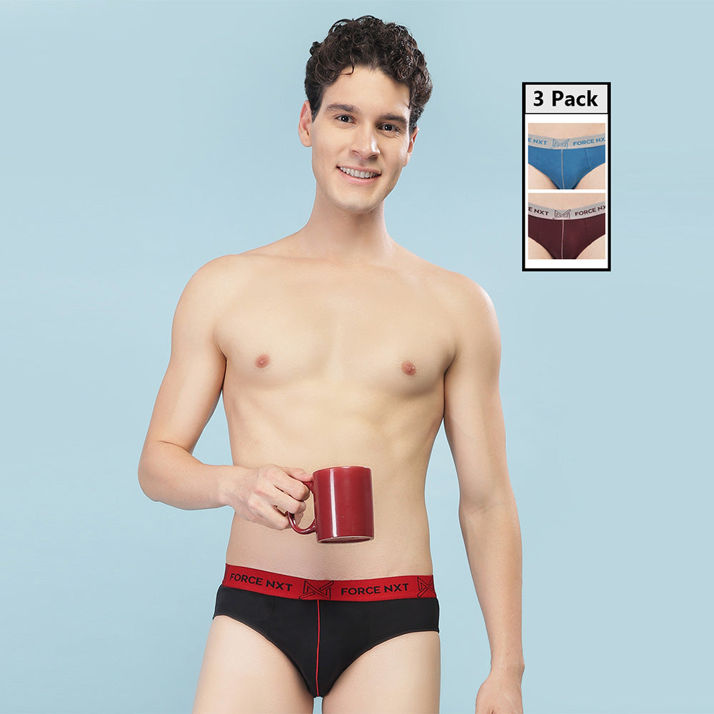 Super Combed Cotton Solid Mens Pack of 3 Brief