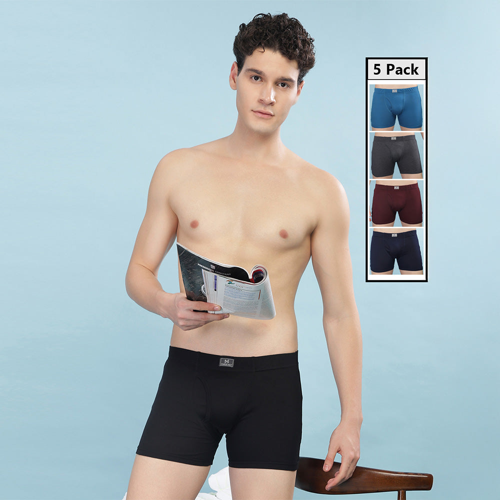 Super Combed Cotton Soft  Mens Pack of 5 Solid Trunk