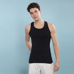 Super Combed Egyptian Cotton Mens Black Vest