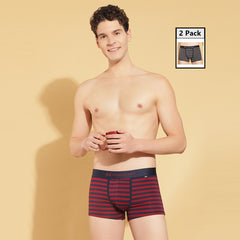 Super Combed Cotton Four Way Stretch Mens Pack of 2 Striped Trunk