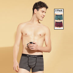 Super Combed Cotton Four Way Stretch Mens Pack of 3 Striped Trunk