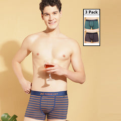 Super Combed Cotton Four Way Stretch Mens Pack of 3 Striped Trunk