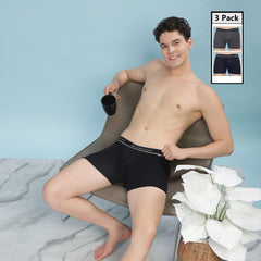 Super Combed Cotton Soft Rib Mens Pack of 3 Solid Trunk