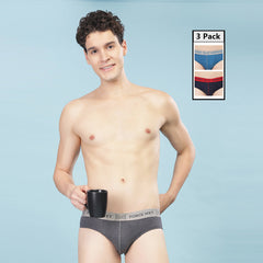 Super Combed Cotton Solid Mens Pack of 3 Brief