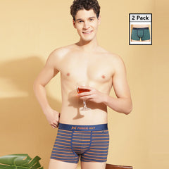 Super Combed Cotton Four Way Stretch Mens Pack of 2 Striped Trunk