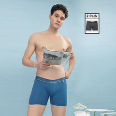 Super Combed Cotton Soft Rib Men Pack of 2 Solid Trunk