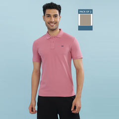 Force NXT Super Combed Cotton Mens Pack Of 2 Collared Polo Solid T-Shirt