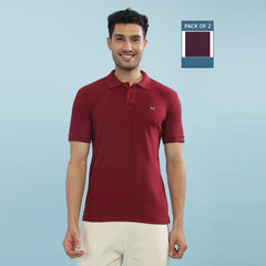 Force NXT Super Combed Cotton Mens Pack Of 2 Collared Polo Solid T-Shirt