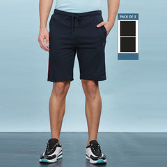 Force NXT Super Combed Cotton Mens Pack of 3 Solid Shorts