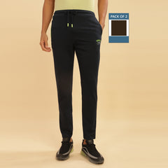 Force NXT Super Combed Cotton Mens Pack of 2 Solid Track Pant