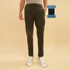Force NXT Super Combed Cotton Mens Pack of 2 Solid Track Pant