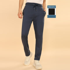Force NXT Super Combed Cotton Mens Pack of 2 Solid Track Pant