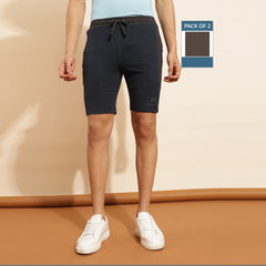 Force NXT Super Combed Cotton Mens Pack of 2 Solid Shorts