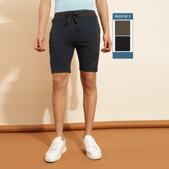 Force NXT Super Combed Cotton Mens Pack of 3 Solid Shorts